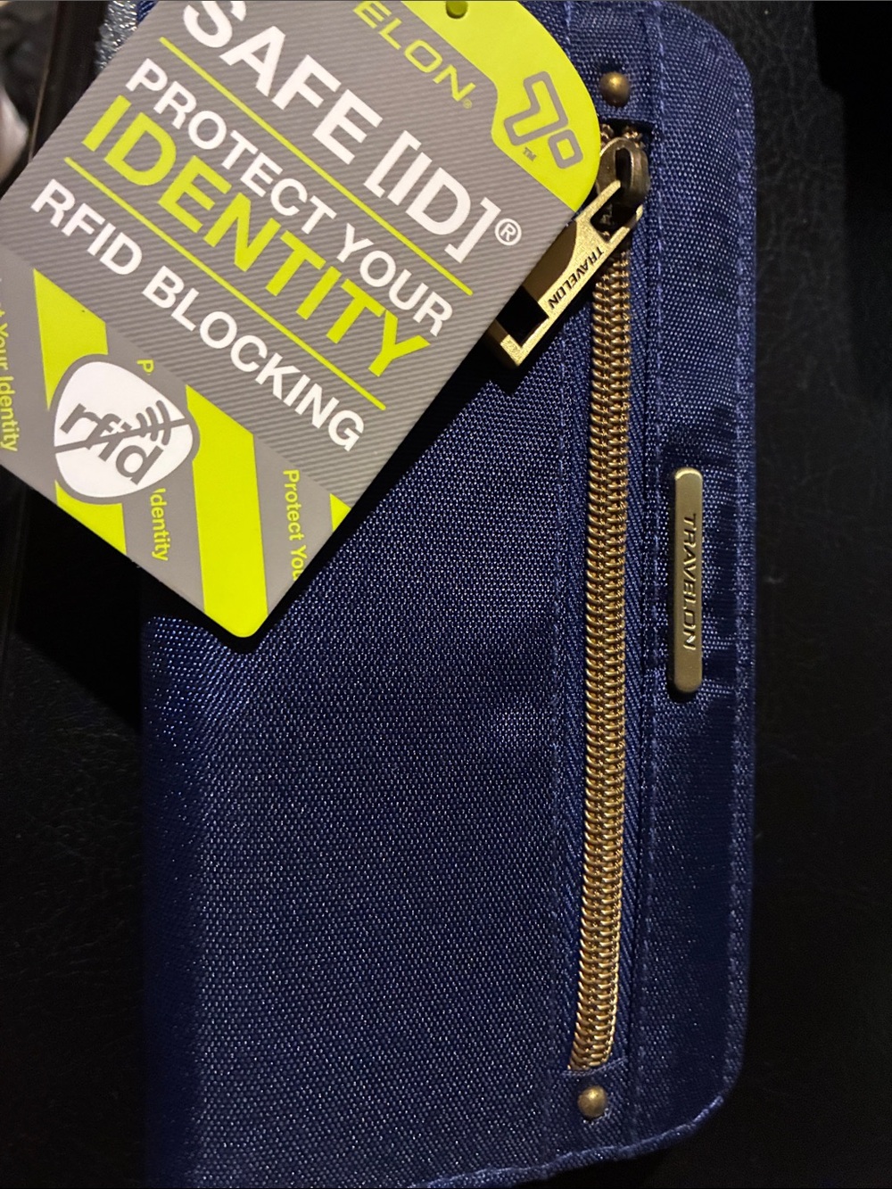 Travelon Navy and Gold RFID Travel Wallet